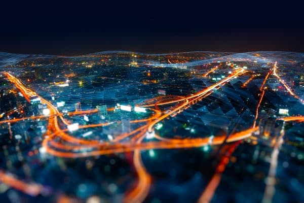 Wireless network and Connection technology concept with Abstract Bangkok city background