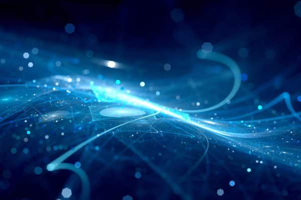Blue glowing new technology in deep space, computer generated abstract background