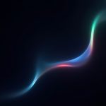 Dark navy blue cyan teal gradient wave abstract background. Smooth ombre transition light curve. Bright glow shimmer neon light beam. Futuristic energy line. Noise grain texture blur effect