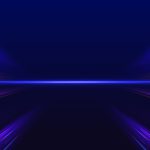 Panoramic high speed technology concept, light abstract background. Image of speed motion on the road. Abstract background in blue and purple neon glow colors.