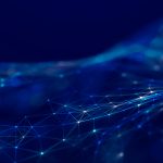 Abstract polygonal space with connecting dots and lines. Dark background. Connection structure. 3d rendering